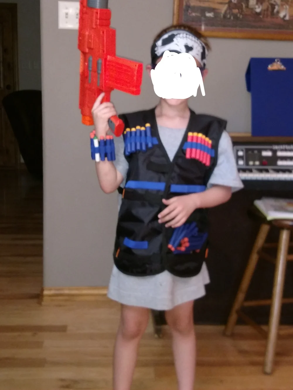 Kids Black Foam Dart Vest with Blue and Orange Accents